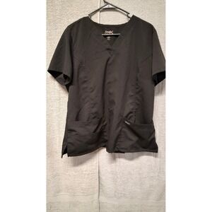 Sanibel Scrubs Black V-Neck Scrub Top Womens XL Short Sleeve Medical Uniform